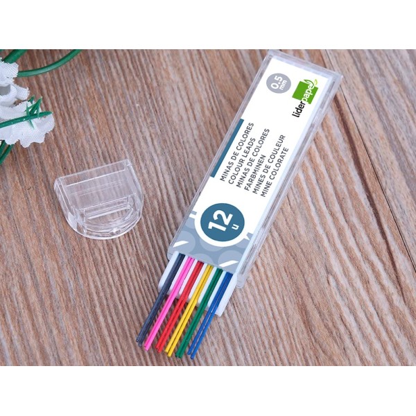 Minas liderpapel colores surtidos de 0,5 mm estuche de 12 minas