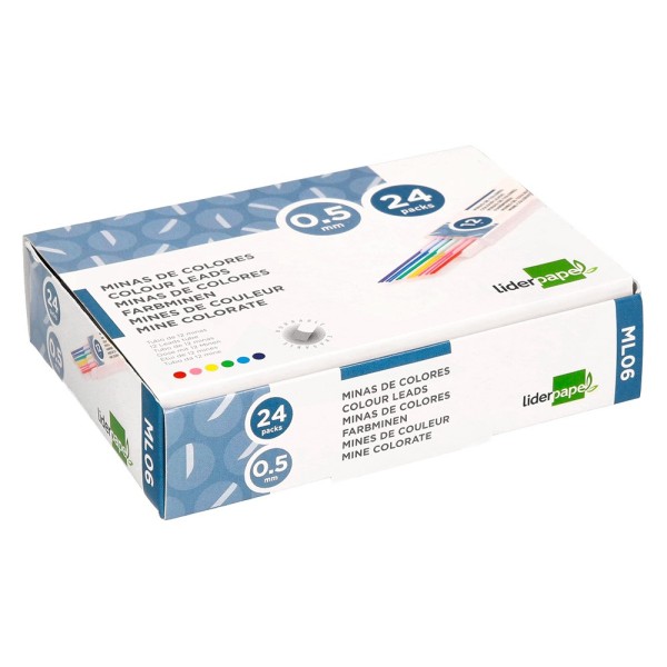 Minas liderpapel colores surtidos de 0,5 mm estuche de 12 minas