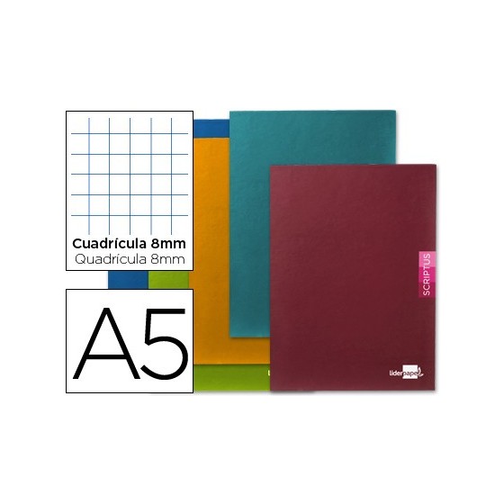 Libreta liderpapel scriptus a5 48 hojas 90g/m2 cuadro 8mm con margen