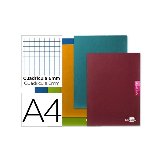Libreta liderpapel scriptus a4 48 hojas 90g/m2 cuadro 6mm con margen