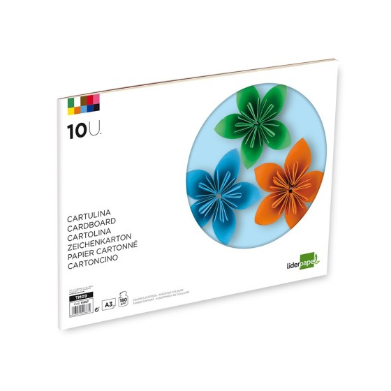 Bloc trabajos manuales liderpa pel cartulina 297x420mm 10 hojas colores surtidos