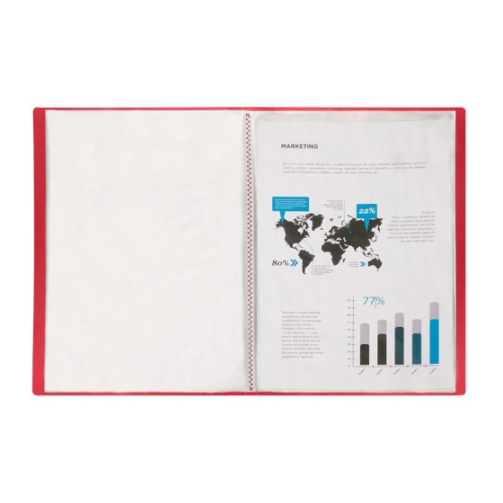 Carpeta liderpapel escaparate 47050 40 fundas polipropileno din a4 rojo translucido