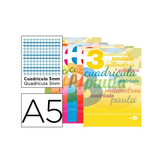 Libreta liderpapel pautaguia tapa cartoncillo 32 hojas din a5 70 g cuadriculado pautado 3 mm con margen