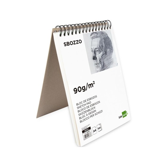 Bloc dibujo liderpapel esbozos espiral din a4 210x297mm 100 hojas 90g/m2 sin recuadro