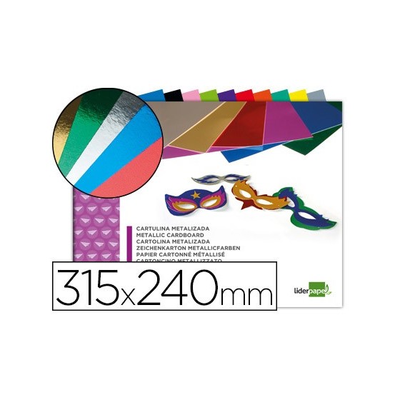 Bloc trabajos manuales liderpapel cartulina metalizada 240x315mm 10 hojas colores surtidos