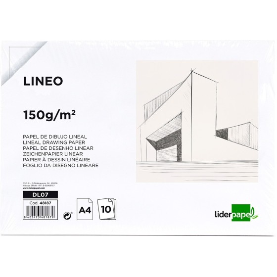 Papel dibujo liderpapel 210x297mm 150g/m2 sin recuadropack de 10