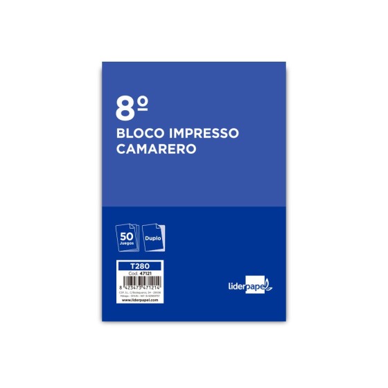 Talonario liderpapel camarero 8º original y copia t280