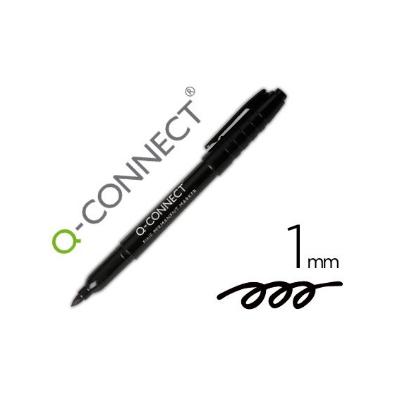 Rotulador q-connect para cd/dvd punta fibra permanente negro punta redonda 1,0 mm