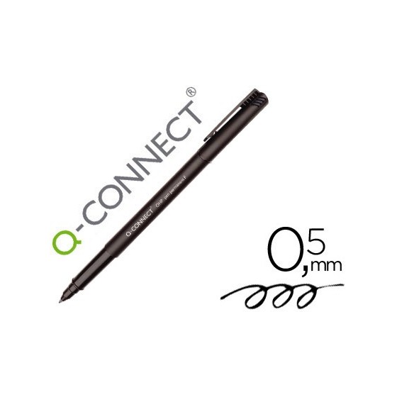 Rotulador q-connect retroproyeccion punta fibra super fina redonda 0.5 mm permanente negro