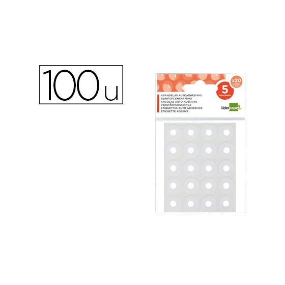 Arandelas autoadhesivas blancas liderpapel sobre de 100 unidades