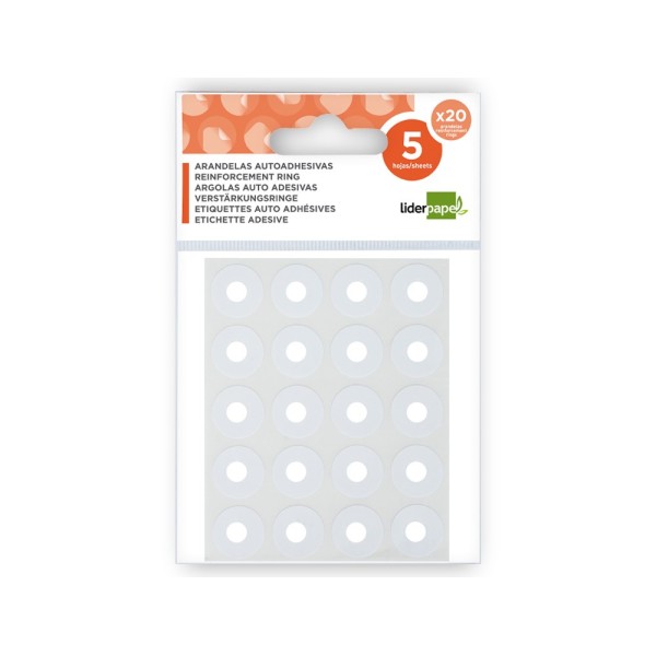 Arandelas autoadhesivas blancas liderpapel sobre de 100 unidades