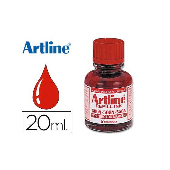 Tinta artline rojo para rotulador pizarra blanca 500-a frasco de 20 ml