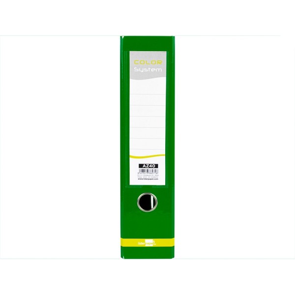 Archivador de palanca liderpapel a4 color system forrado sin rado lomo 80mm verde compresor metalico