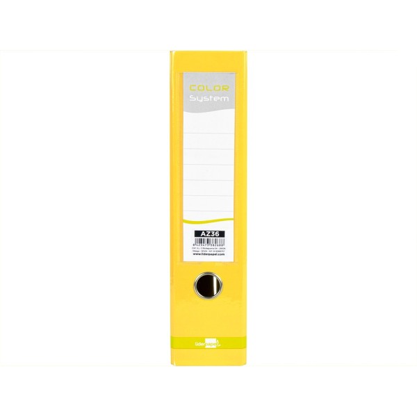 Archivador de palanca liderpapel a4 color system forrado sin rado lomo 80mm amarillo compresor metalico