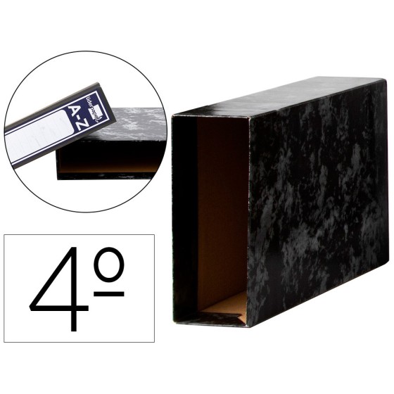 Caja archivador liderpapel classic blue cuarto apaisado negra