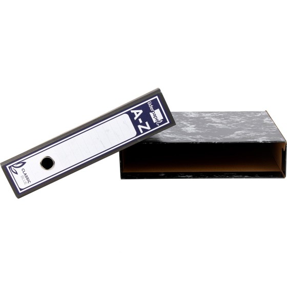 Caja archivador liderpapel classic blue cuarto apaisado negra