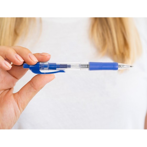 Boligrafo q-connect azul retractil con sujecion de caucho