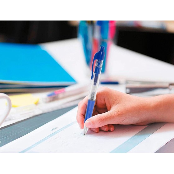 Boligrafo q-connect azul retractil con sujecion de caucho