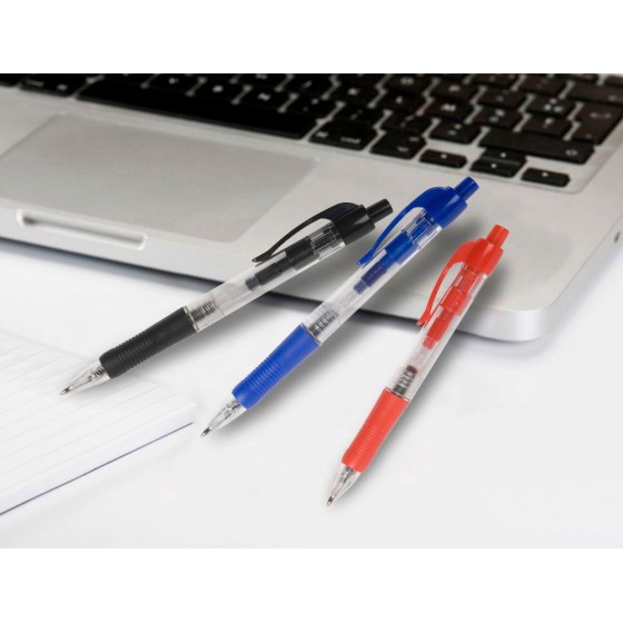 Boligrafo q-connect azul retractil con sujecion de caucho