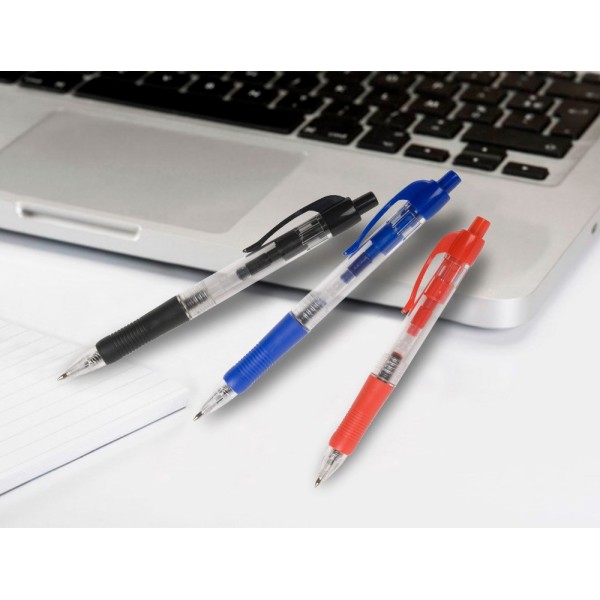 Boligrafo q-connect azul retractil con sujecion de caucho