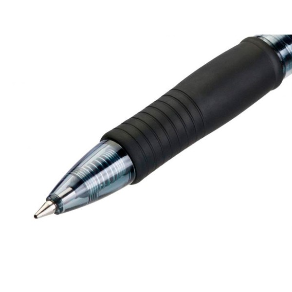 Boligrafo q-connect negro retractil con sujecion de caucho