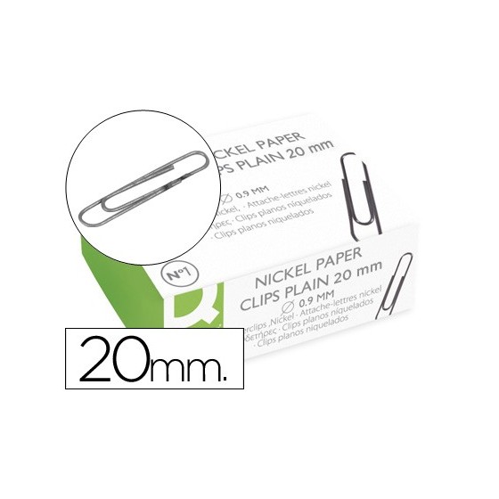 Clips niquelados q-connect nº1 20 mm caja de 100 unidades