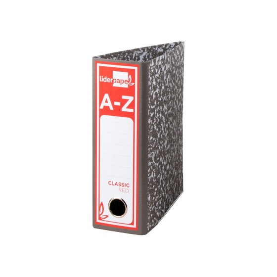 Archivador de palanca liderpapel cuarto classic red carton entrecolado sin rado lomo 80mm gris compresor metalic