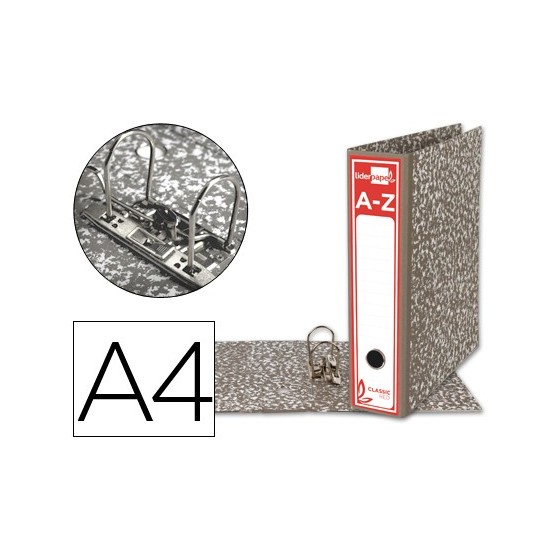 Archivador de palanca liderpapel a4 classic red carton entrecolado sin rado lomo 80mm gris compresor metalico