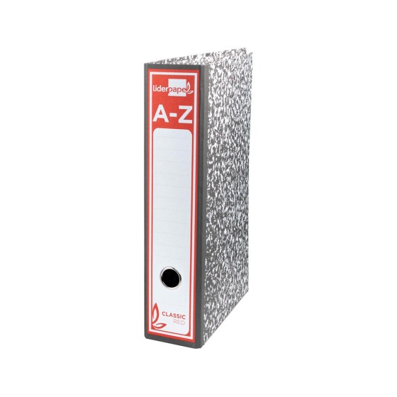 Archivador de palanca liderpapel folio classic red carton entrecolado sin rado lomo 80mm gris compresor metalico