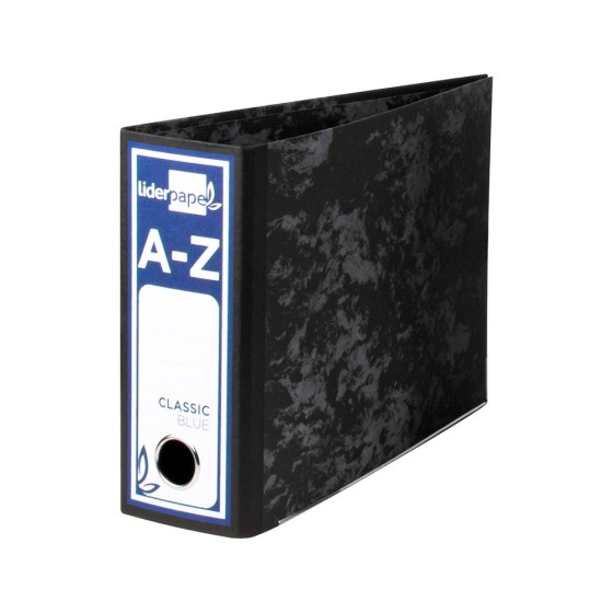 Archivador de palanca liderpapel cuarto apaisado classic blue sin rado lomo 80mm negro compresor metalico