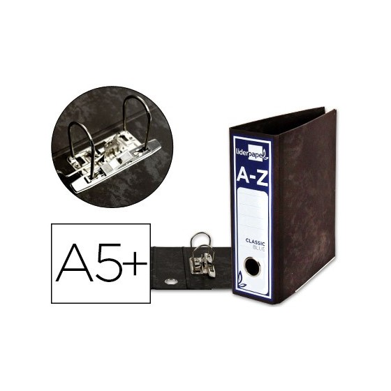 Archivador de palanca liderpapel cuarto classic blue sin rado lomo 80mm negro compresor metalico