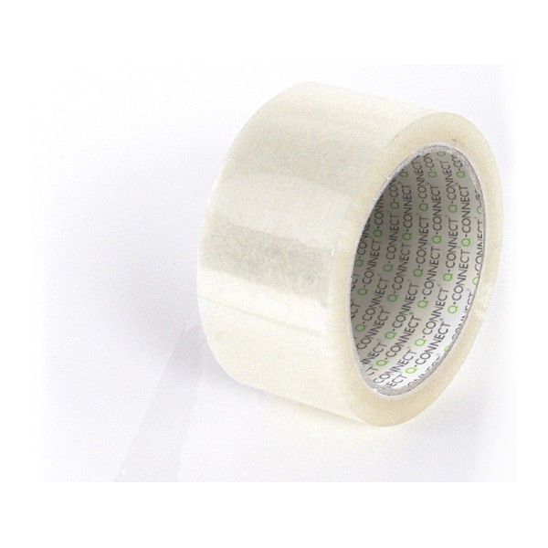 Cinta adhesiva q-connect polipropileno transparente 66 mt x 50 mm para embalaje bajo ruido