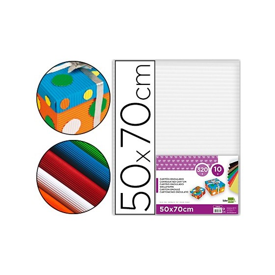 Carton ondulado liderpapel 50 x 70cm 320g/m2 blanco