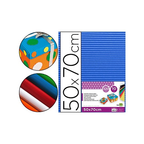 Carton ondulado liderpapel 50 x 70cm 320g/m2 azul