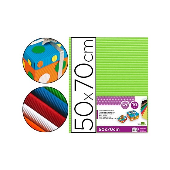 Carton ondulado liderpapel 50 x 70cm 320g/m2 verde pistacho