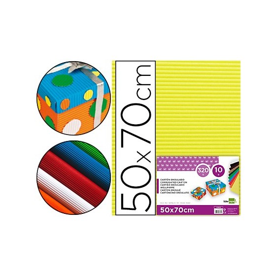 Carton ondulado liderpapel 50 x 70cm 320g/m2 amarillo