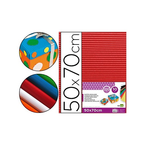 Carton ondulado liderpapel 50 x 70cm 320g/m2 rojo