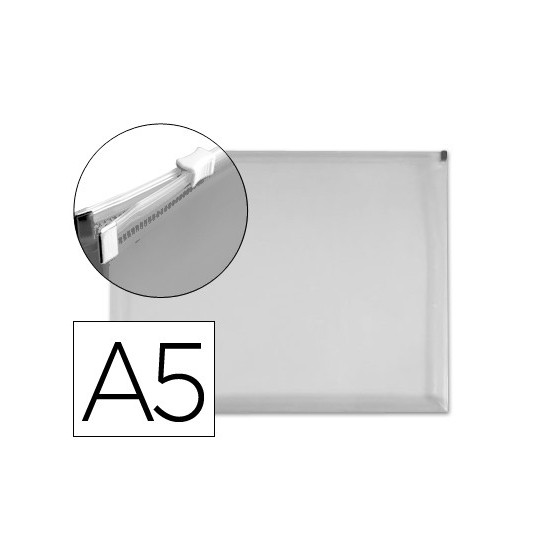 Carpeta dossier liderpapel a5 cierre de cremallera transparente