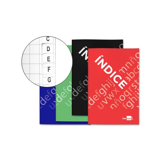 Indice liderpapel tapa cartoncillo cuarto 24 hojas 70g/m2 colores surtidos