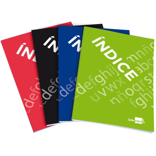 Indice liderpapel tapa cartoncillo cuarto 24 hojas 70g/m2 colores surtidos