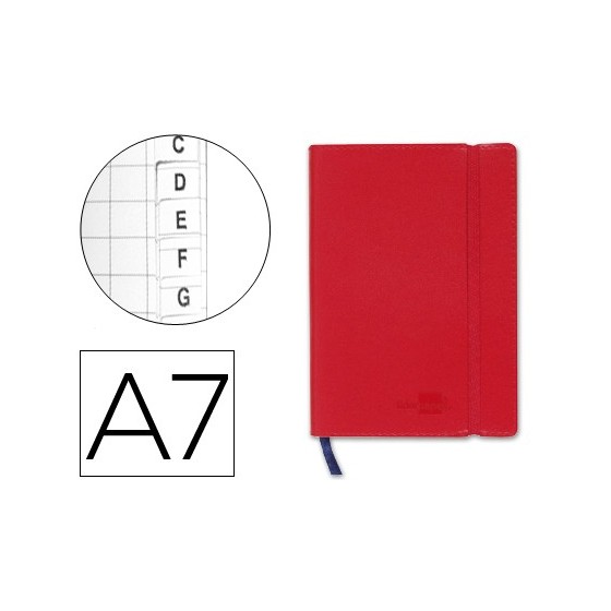 Libreta indice liderpapel similpiel a7 120 hojas 70g/m2 color rojo
