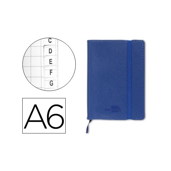 Libreta indice liderpapel similpiel a6 120 hojas 70g/m2 color azul