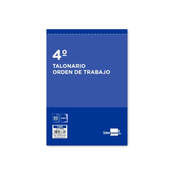 Talonario liderpapel orden de trabajo cuarto original y copia t255