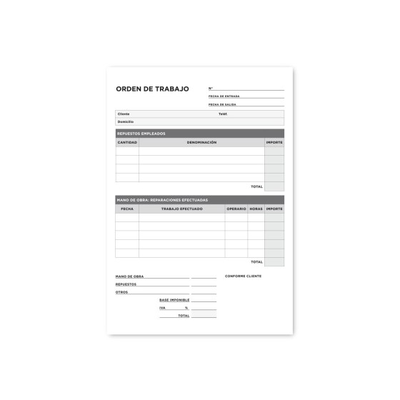 Talonario liderpapel orden de trabajo cuarto original y copia t255