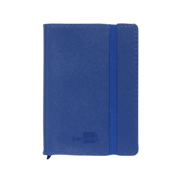 Libreta liderpapel simil piel a5 120 hojas 70g/m2 cuadro 4mm sin margen azul