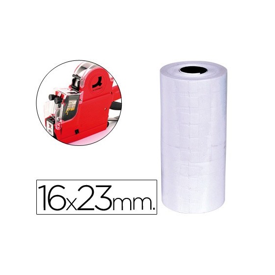 Etiquetas q-connect blanca 16 x 23 mm lisa rollo 700 etiquetas para etiquetadora q-connect