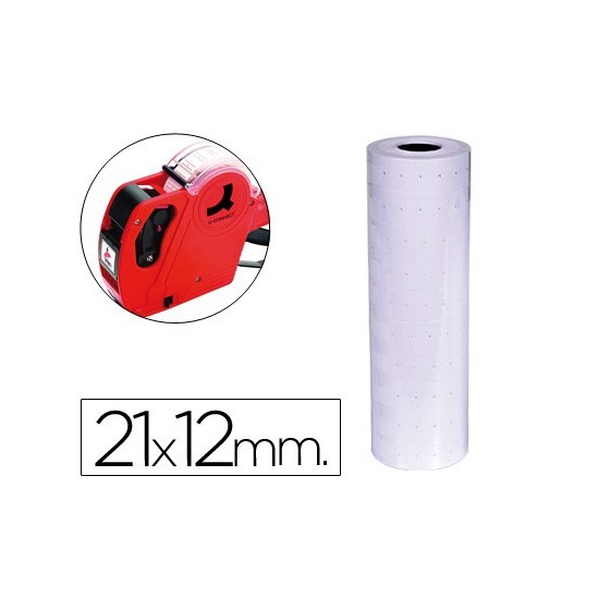Etiquetas q-connect blanca 21 x 12 mm lisa rollo 1000 etiquetas para etiquetadora q-connect
