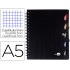 Cuaderno espiral liderpapel a5 micro executive tapa plastico 100h 80 gr cuadro 5mm 5 separadores con gomilla negro