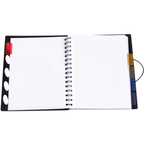 Cuaderno espiral liderpapel a4 micro executive tapa plastico 100h 80 gr cuadro 5mm 5 separadores con gomilla negro