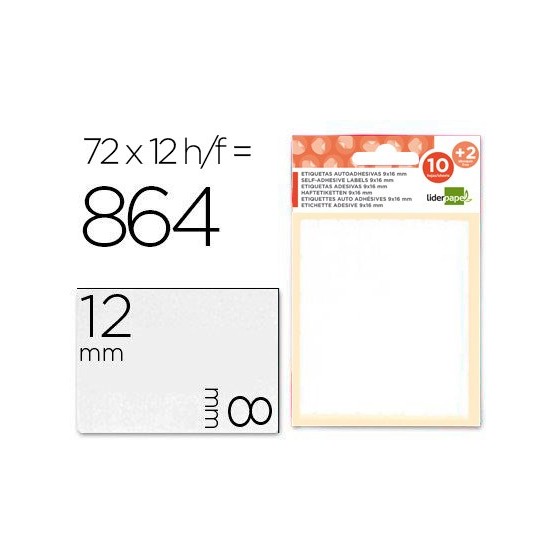 Etiquetas liderpapel sobre de 10 h. + 2 h. obsequio 8x12 mm -72 unidades por hoja